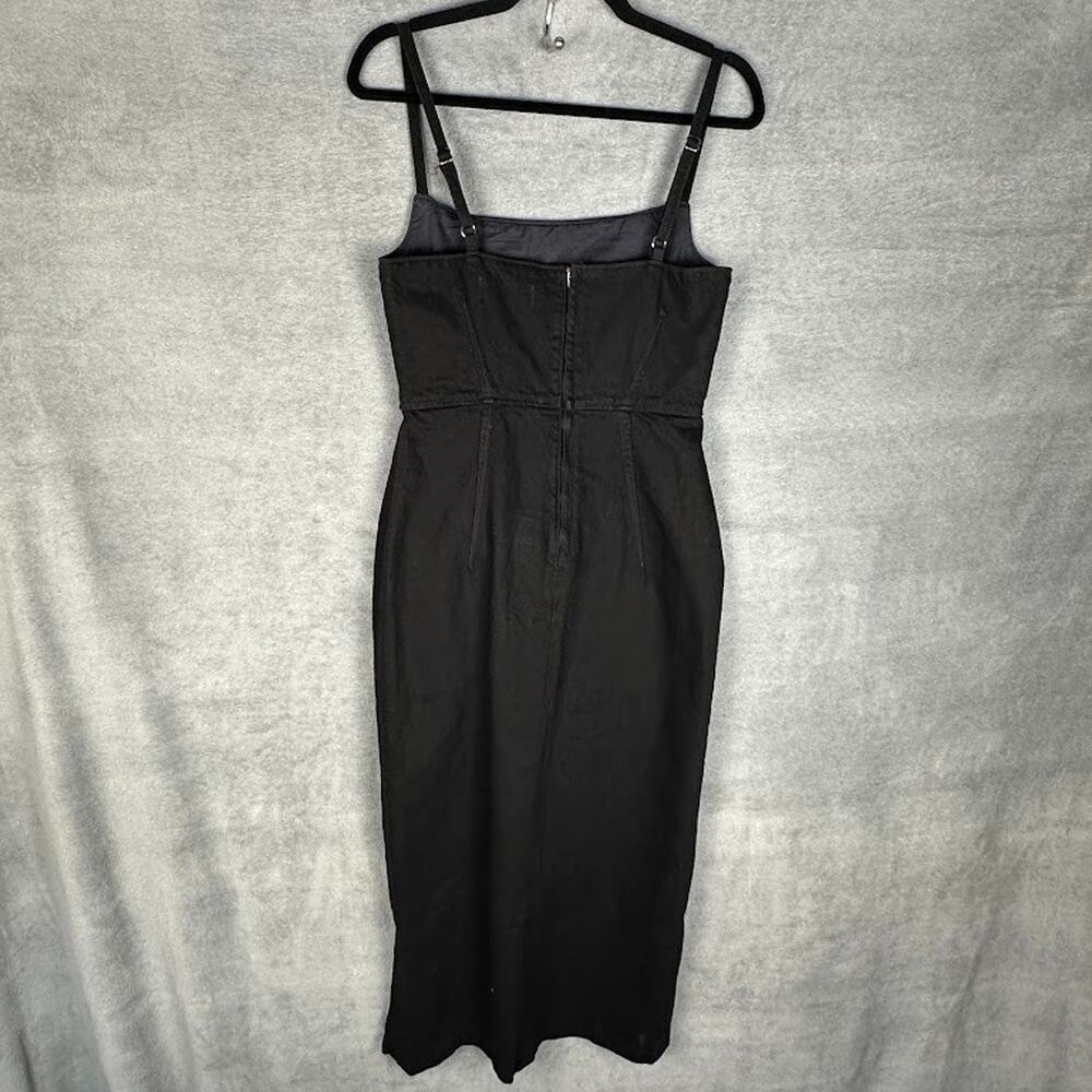 Reformation Jeans Dress Womens 6 Black Grazia Denim Midi Sleeveless Party Sexy - Picture 7 of 15